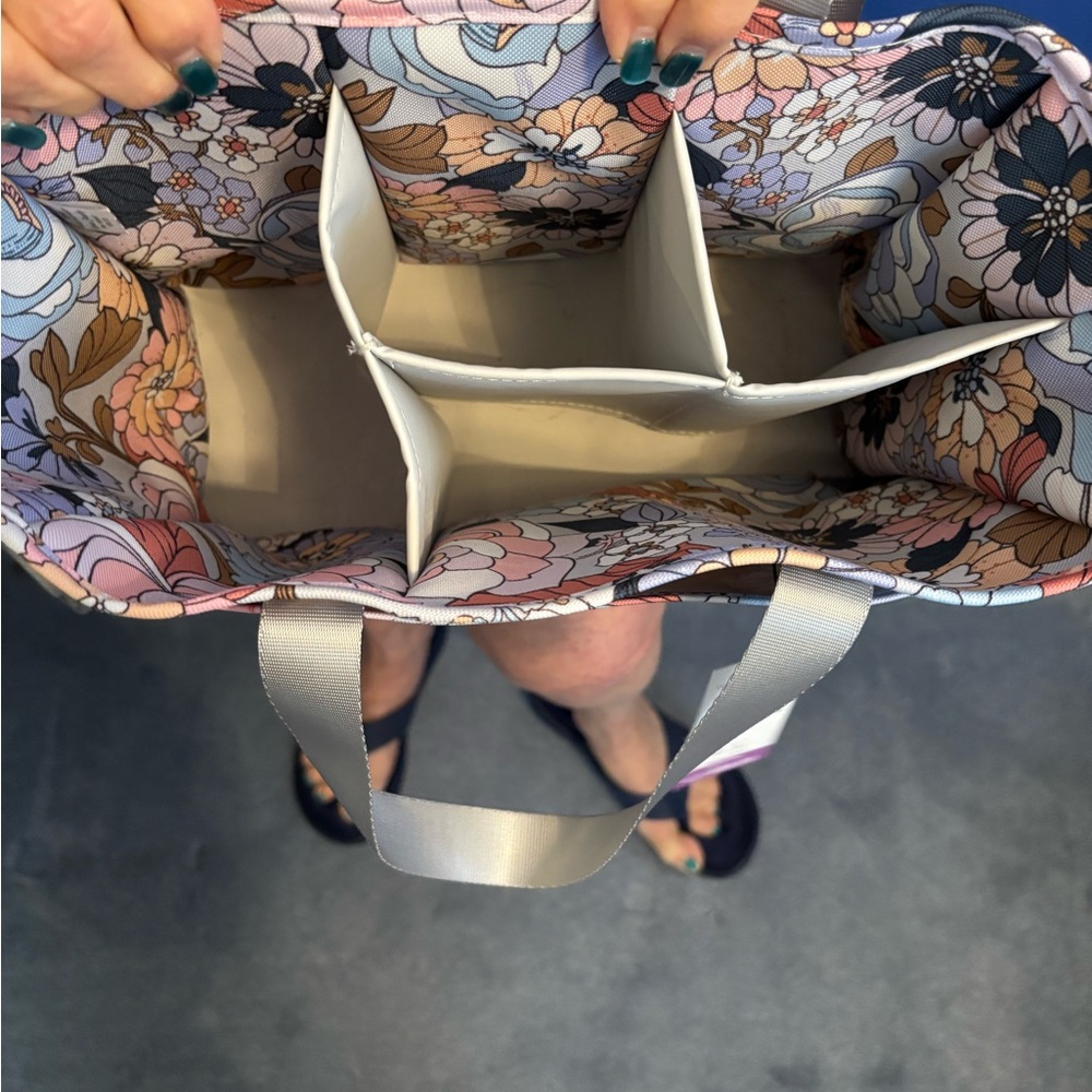 Vera Bradley Floral Cosmetic Bag with Silver Handles